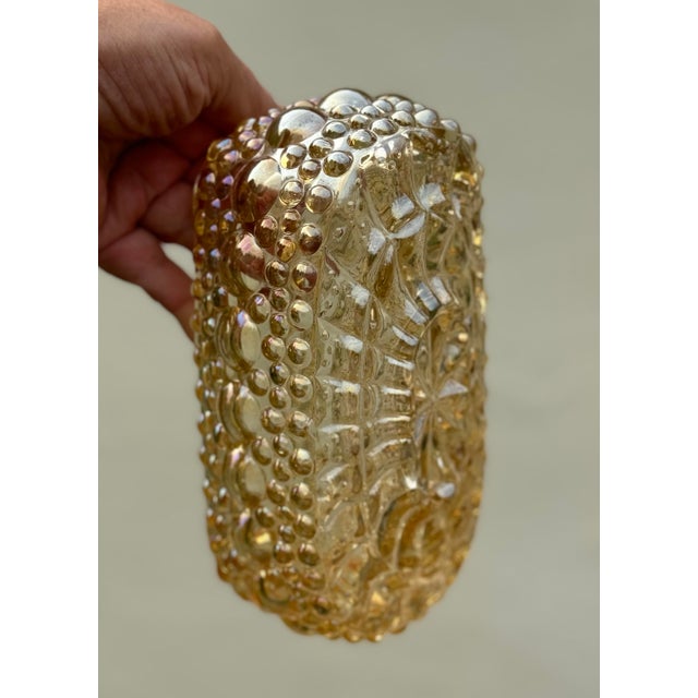 Glass Vintage Wall Sconces, German, Midcentury Iridescent Golden Bubble - A Pair Ready to Hang For Sale - Image 9 of 9