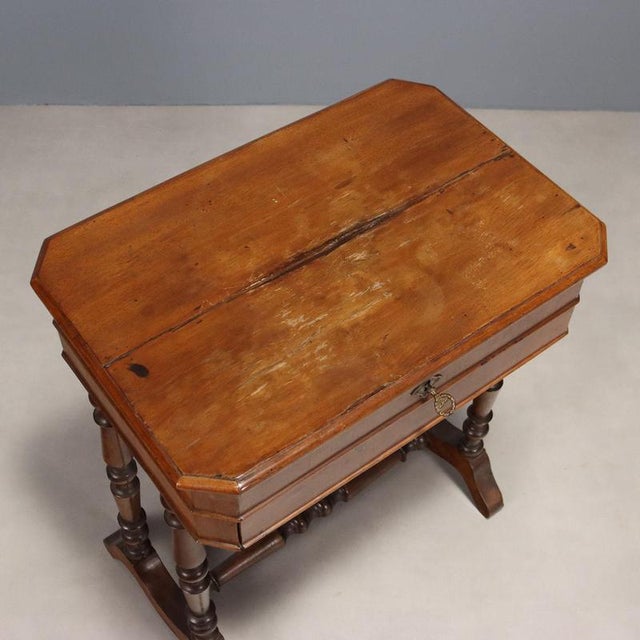 Antique Walnut Worktable with Drawer, Italy, 19th Century For Sale - Image 9 of 11