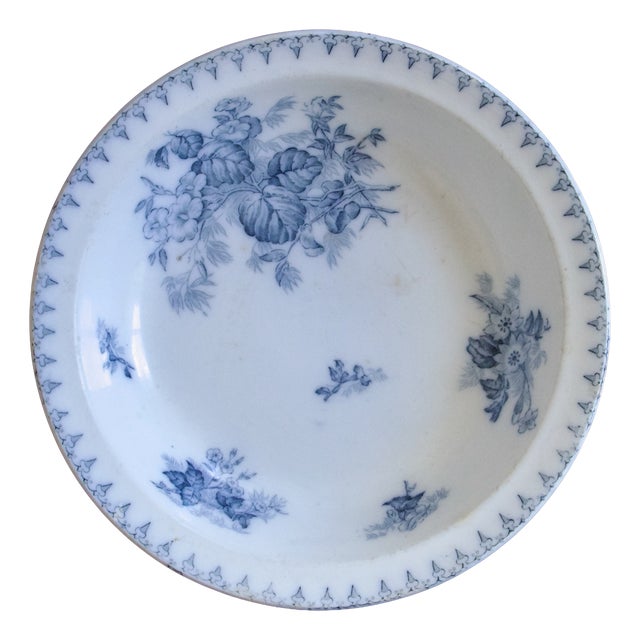 French Earthenware Flore Deep Dish from Sarreguemines, 1885 For Sale