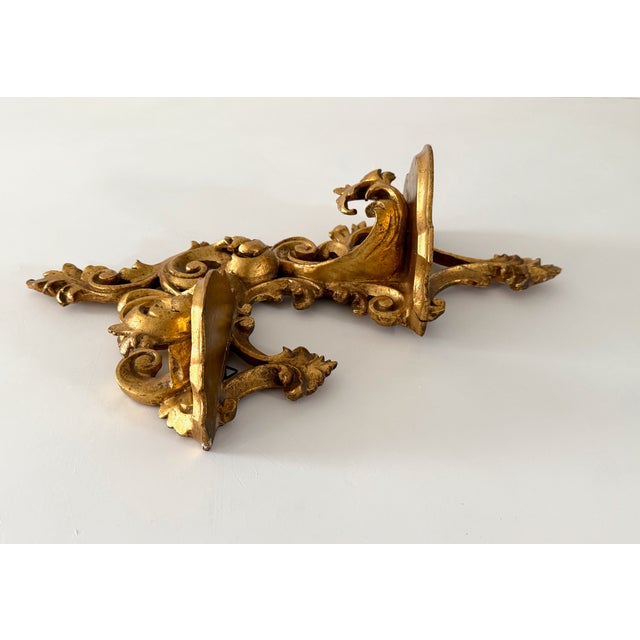 Italian Italian Florentine Double Shelf Wall Bracket For Sale - Image 3 of 14