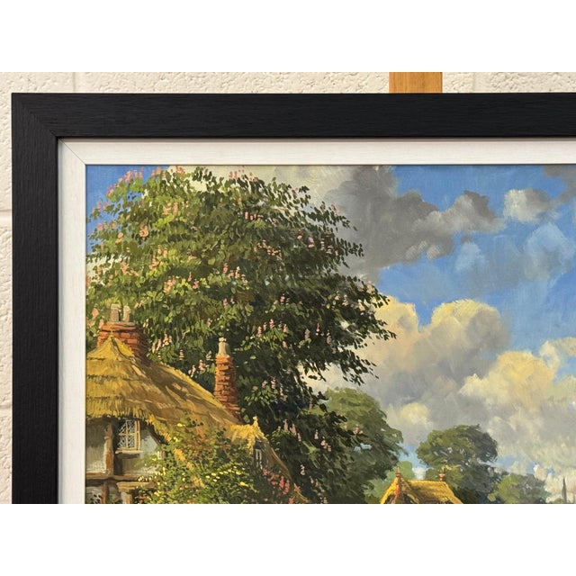 John Miller Thatched Cottages with Wild Flowers & Village Church in the English Countryside 1985 Circa For Sale - Image 17 of 18