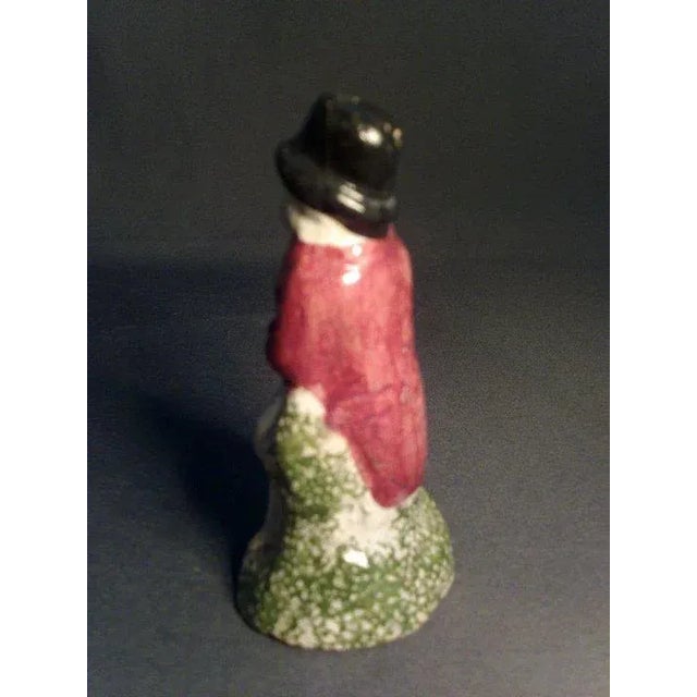 English 1790 English Staffordshire Prattware Pearlware Figure of a Gentleman Dressed for the Hunt in Top Hat For Sale - Image 3 of 6