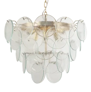 Clear Murano Glass Discs Chandelier, Italy, 1980s