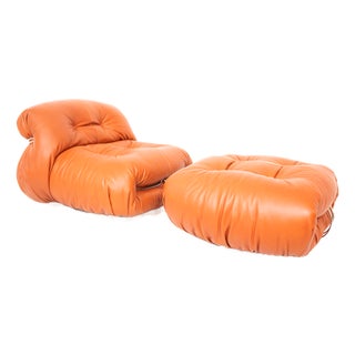 Set of Soriana Chair with Ottoman by Afra & Tobia Scarpa, 1970s For Sale