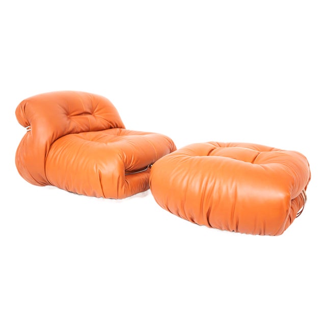Set of Soriana Chair with Ottoman by Afra & Tobia Scarpa, 1970s For Sale