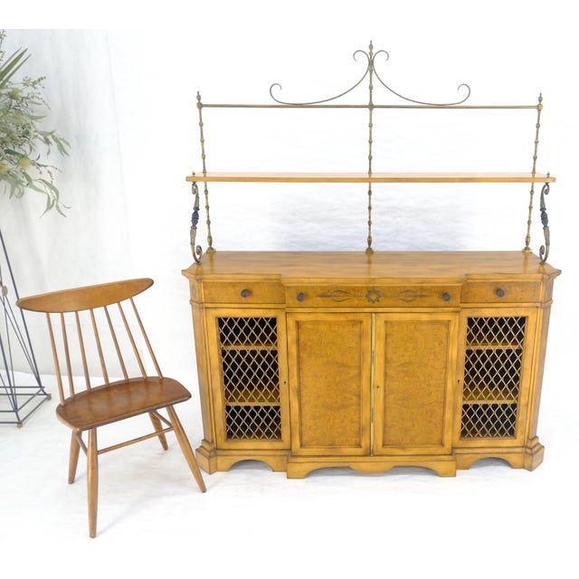 Regency Gallery Etagere Top Light Burl Walnut Sideboard Credenza c1920s MINT! For Sale - Image 16 of 18