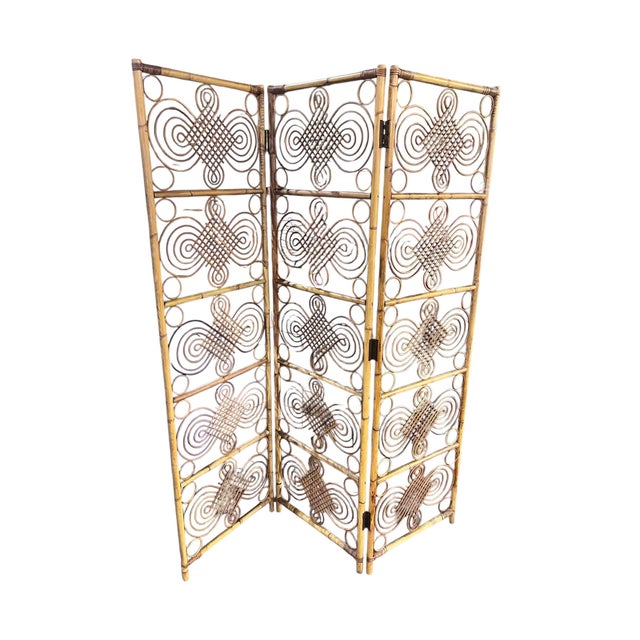 French 1970s French Riviera 3-Panel Folding Screen / Room Divider For Sale - Image 3 of 10
