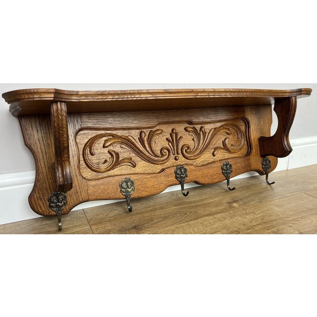 Enhance your hallway with this elegant Vintage French Oak wall coat hanger , combining practical storage with classic...