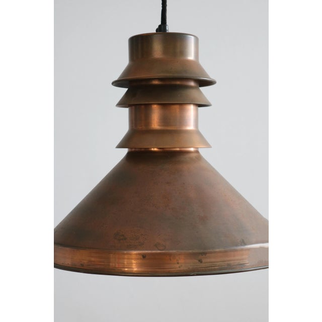 Mid-Century Modern Vintage Danish Industrial Pendant Lamp in Copper, 1960s For Sale - Image 3 of 8