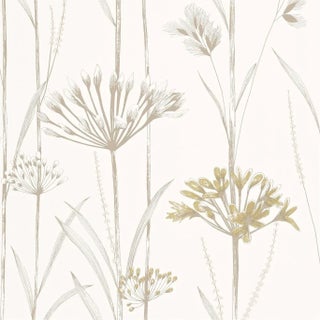 Harlequin Gardinum Wallpaper in Ivory/Gold - a Sample For Sale