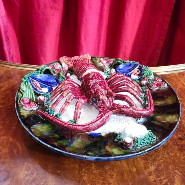 Salt Baked Lobster Crustacean Majolica Trompe l'Oeil of Mid Century - 13" For Sale In Las Vegas - Image 6 of 10