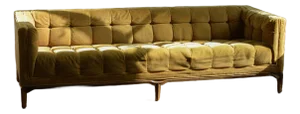Biscuit Tufted Sofa Attributed to Maurice Bailey, Burnt Gold Velvet, 1960s Design