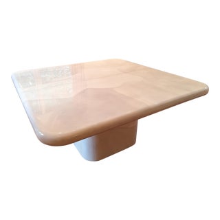 1980's Karl Springer Style Goatskin Laminate Dining Table For Sale