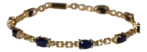 The Virden: Ladies 14K Yellow Gold Sapphire and Diamond Tennis Bracelet