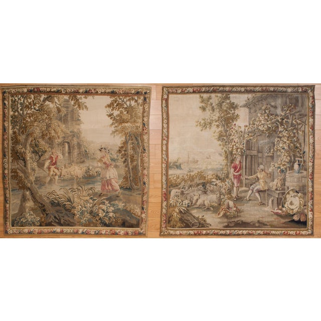 Late 19th Century Antique Pair of Tapestries Circa 1880's For Sale - Image 5 of 5