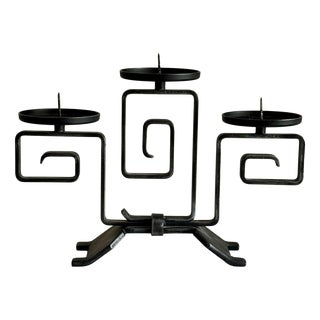 Brutalist Forged Candleholder in Metal For Sale