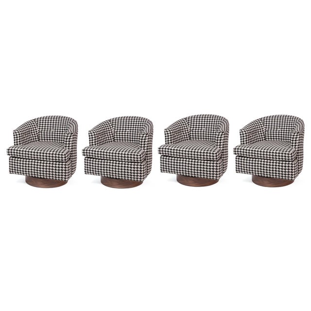Add a delightful pop of graphic black & white patterning to your interior with these custom 60s houndstooth swivel lounge...