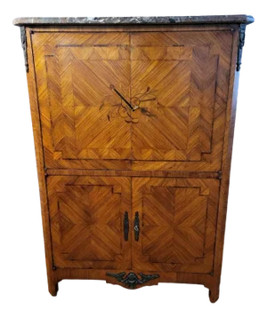 High Cabinet in Rosewood and Marble Slab