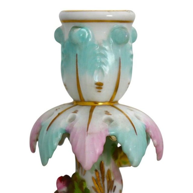 Pair 21" Meissen Style Figural & Floral Porcelain Candelabras C1890 For Sale - Image 6 of 18