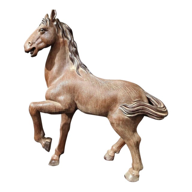 Handmade Chinese Shiwan Ceramic Horse Sculpture, Chinoiserie Tabletop Decor For Sale