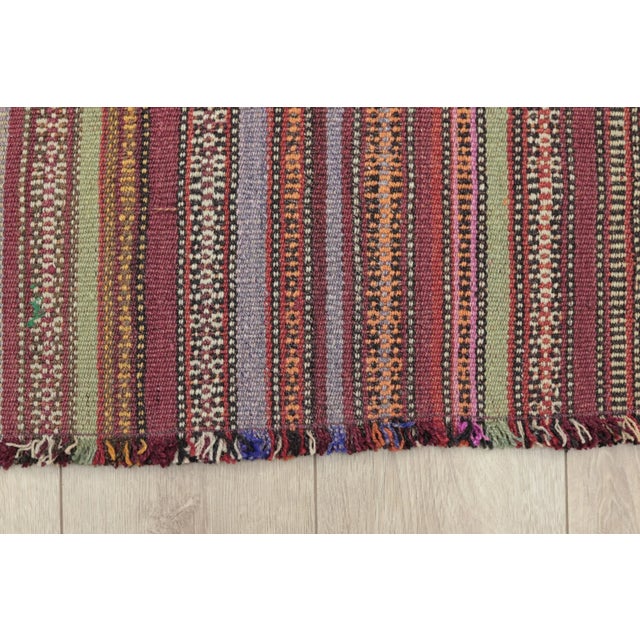 Red 1960s Vintage Striped Very Old Natural Wool Kilim Runner Rug For Sale - Image 8 of 13