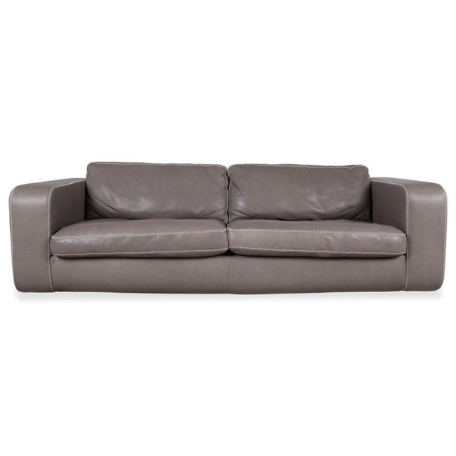 Four-Seater Leather Sofa in Grey Couch by Machalke Valentino For Sale - Image 11 of 11