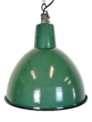 Industrial Green Enamel Factory Pendant Lamp, 1960s