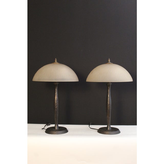 Early 20th Century Oscar Bruno Bach Influence Arts & Craft Lamps - a Pair For Sale - Image 12 of 14