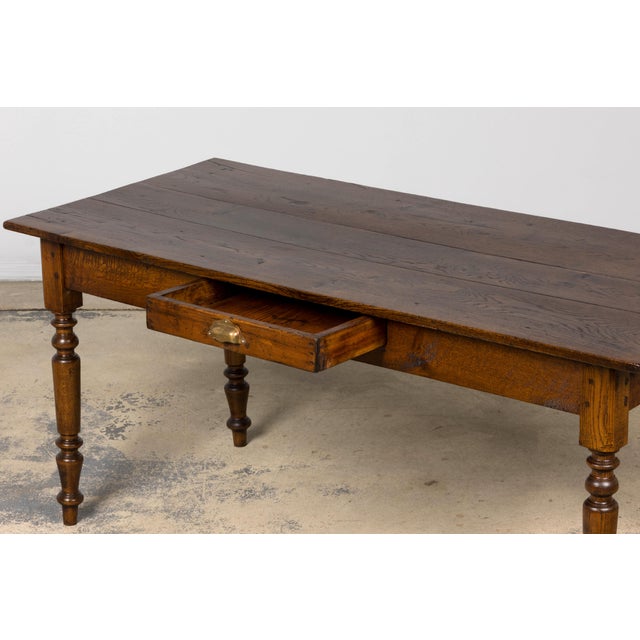 Brown Mid-19th Century French Provincial Louis Philippe Style Oak Writing Table For Sale - Image 8 of 18