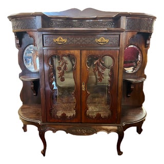 Antique Victorian/Edwardian Style Carved Mahogany Buffet Sideboard Cabinet For Sale