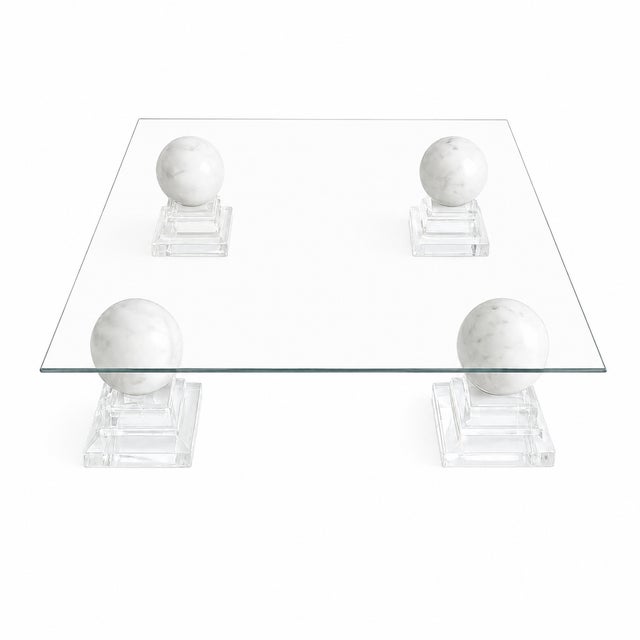 Coffee Table with Marble Spheres from Roche Bobois, 1980s For Sale - Image 4 of 4