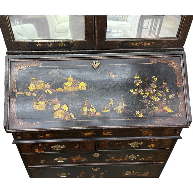 Black Early 18th Century Queen Anne Japanned Secretary Bookcase For Sale - Image 8 of 14