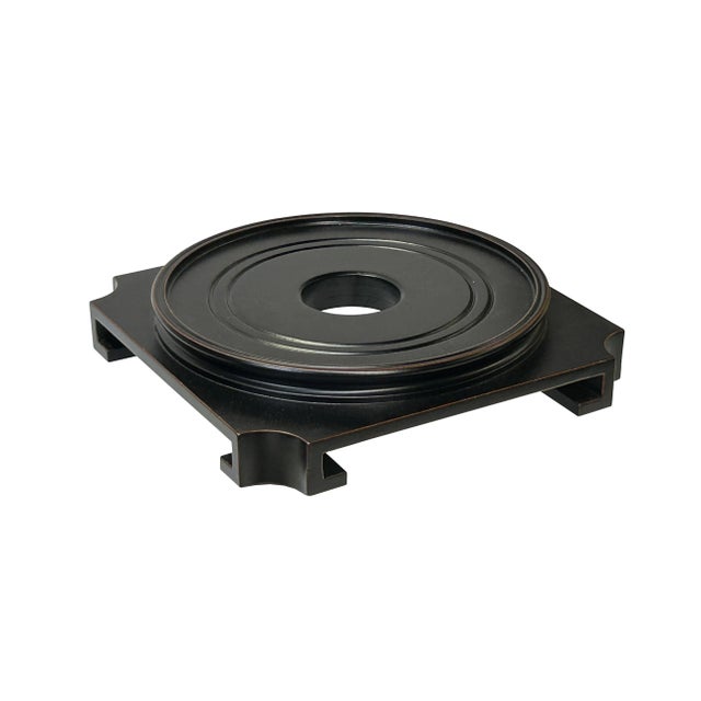 2000 - 2009 9.5" Black Square Legs Round Top Wood Display Stand Riser Easel For Sale - Image 5 of 8