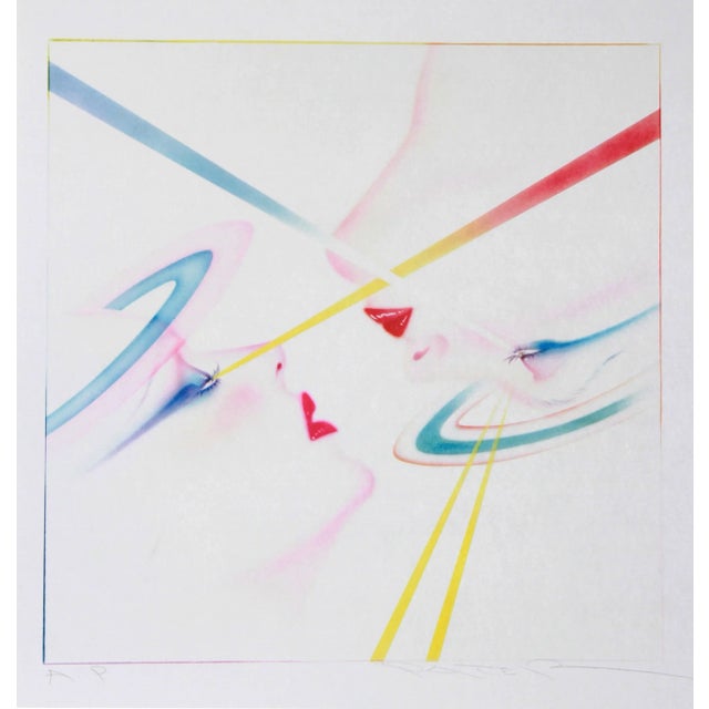 This fabulous lithograph titled Saturn by artist Pater Sato is 80's perfection! 1980 lithograph, signed and numbered in...