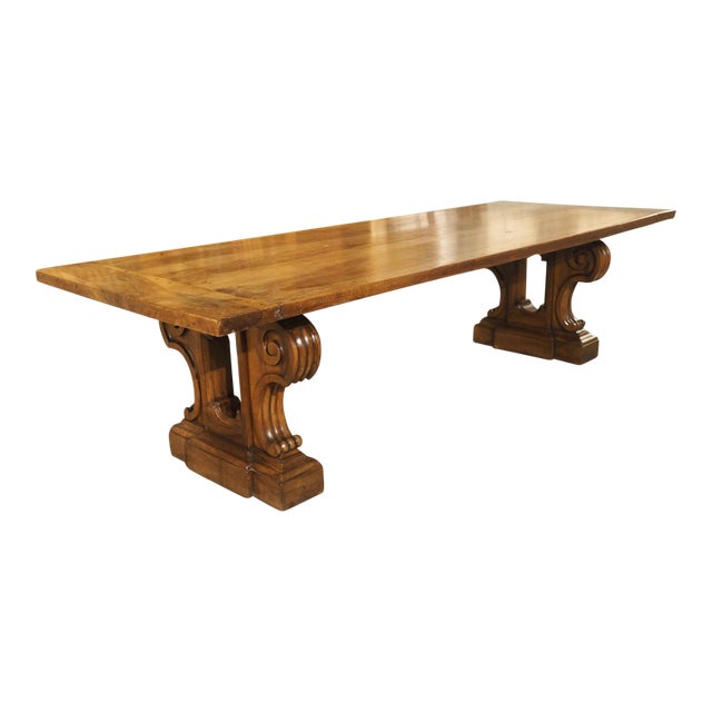 Elegant Circa 1850 French Dining Table in Solid Walnut For Sale