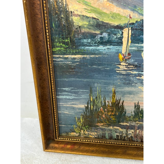 Mid Century Italian Impressionist Marina Landscape by Griblioni For Sale - Image 9 of 12