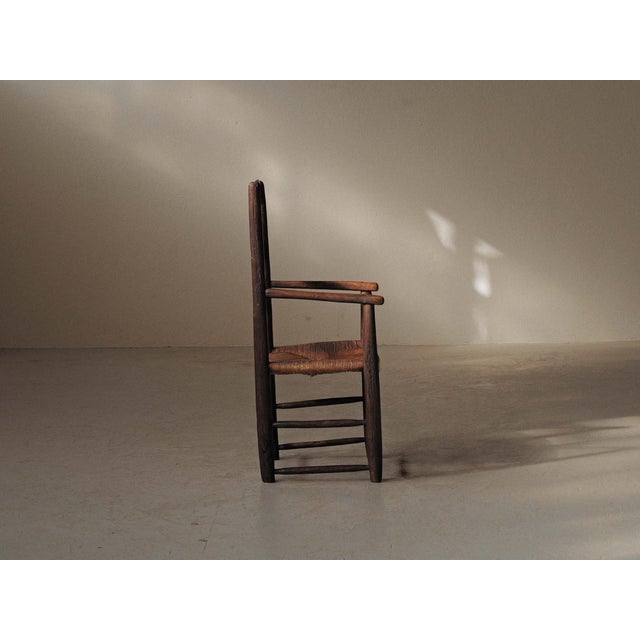 19th Century Folk French Armchair in Wood and Rush, 1890s For Sale - Image 14 of 17