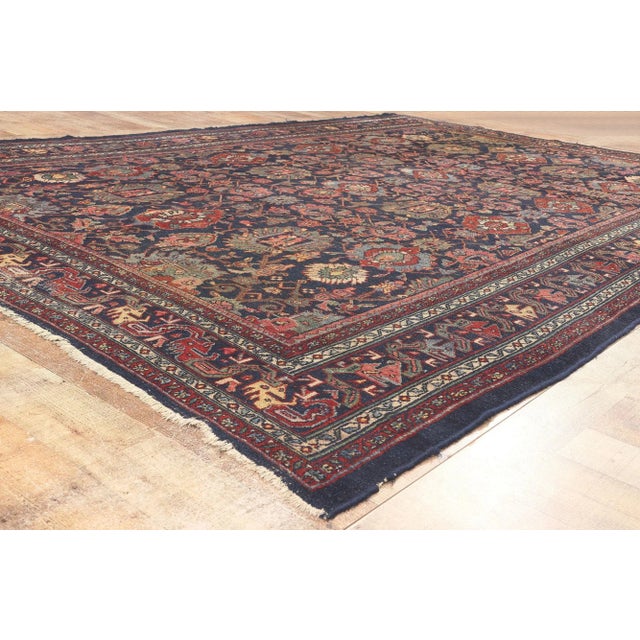 Textile 1880s Antique Persian Bibikabad Rug - 08’00 X 11’09 For Sale - Image 7 of 9