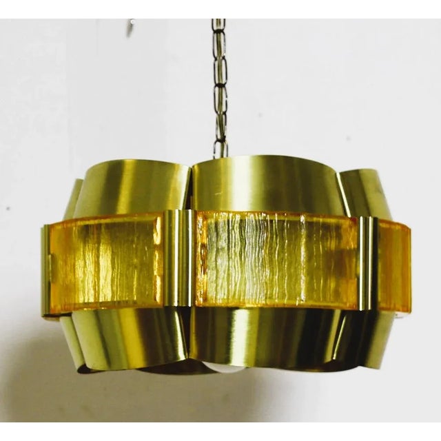 Metal Vintage Brass Pendant by Werner Schou for Coronell Elektro, Denmark, 1960s For Sale - Image 7 of 8