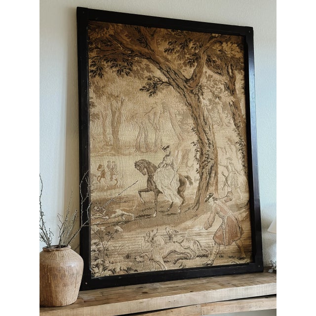 English Large Antique Framed English Tapestry For Sale - Image 3 of 5