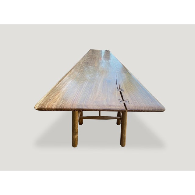 Impressive single panel of century old teak wood from my finest collection, produced into a beautiful console table. We...