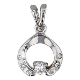 0.19ctw Round Diamond Pendant 18k White Gold Small Drop For Sale