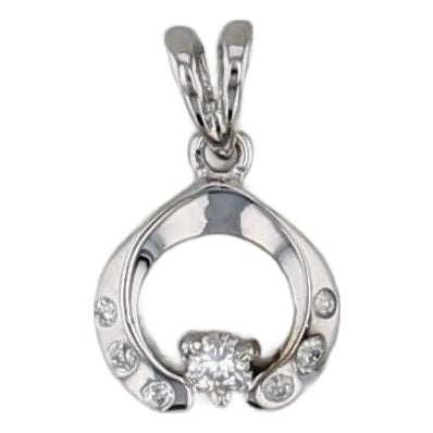 0.19ctw Round Diamond Pendant 18k White Gold Small Drop For Sale