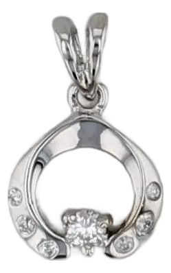 0.19ctw Round Diamond Pendant 18k White Gold Small Drop