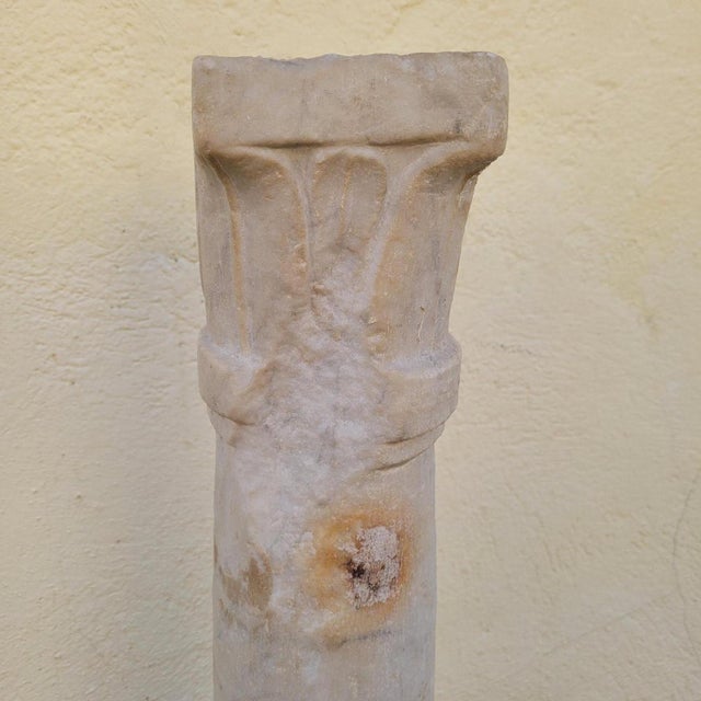 Column in Sculpted White Marble For Sale - Image 11 of 18