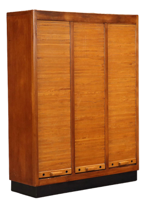 Rolling Shutter Cabinet in Walnut Veneer and Formica Top