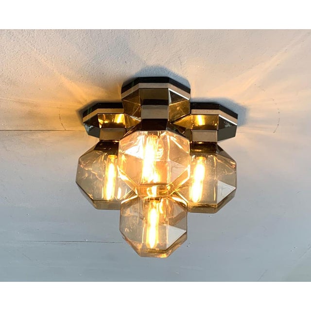 Vintage German Space Age Chrome & Glass Wall or Ceiling Lamp by Motoko Ishii for Staff, 1970s For Sale - Image 3 of 18