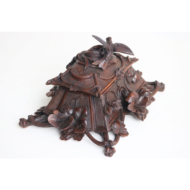 19th Century Swiss Black Forest Jewelry Box in Openly Carved Walnut, 1880 For Sale - Image 6 of 15