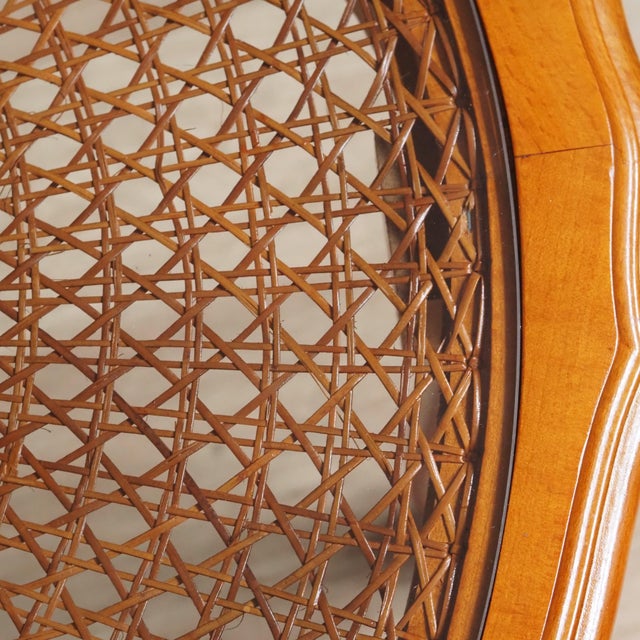 Louis Philippe Round Coffee Table with Wickerwork and Glass Top For Sale - Image 9 of 10