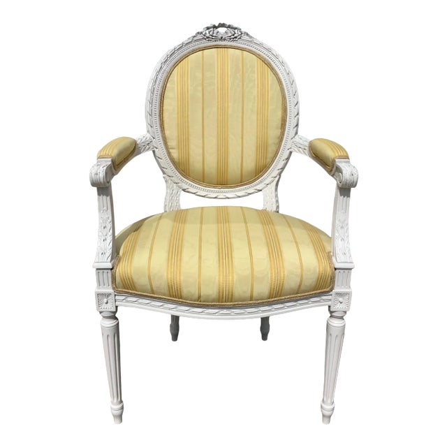 Classic French Louis XVI Fauteuil Arm Chair For Sale